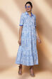Blue Cotton Slub Tired Dress image number 0