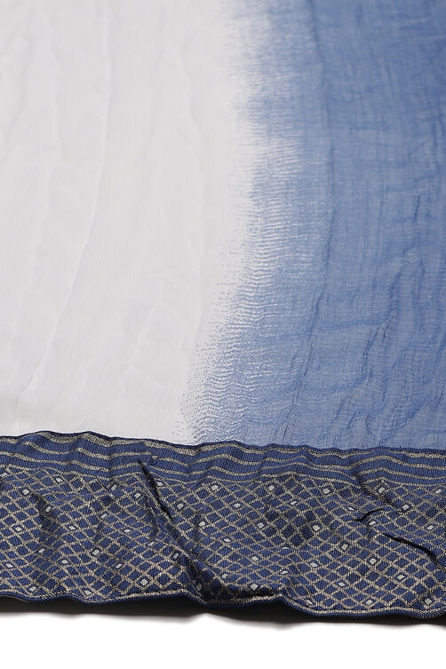 Off White And Indigo Chiffon Dupatta image number 1