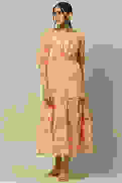 Peach Voile Tiered Dress image number 5