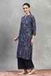 Blue Viscose Rayon Printed Straight Kurta image number 2