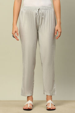 Silver Poly Viscose  Pants image number 4