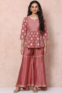 Onion Pink Art Silk Sharara Set image number 0