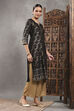 Black Viscose Rayon Printed Straight Kurta image number 4
