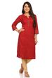 Red Straight Cotton Kurta image number 0