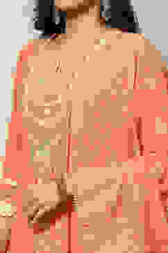 Coral Polyester Straight Suit Set image number 1