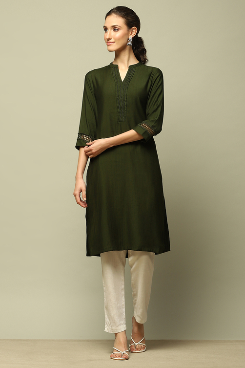 Blue Solid Straight Kurta image number 0