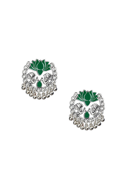 Green Enamel Earrings image number 1