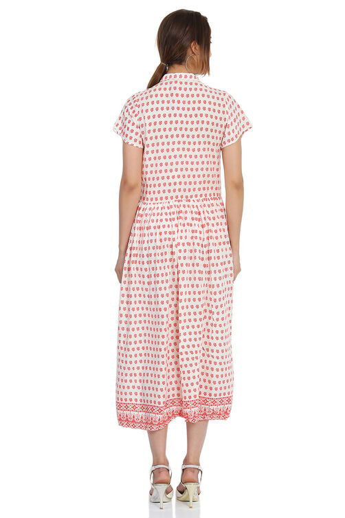 White Straight Viscose Dress image number 4