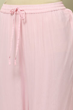 Pink Poly Georgette Solid Straight Fit Palazzo image number 1