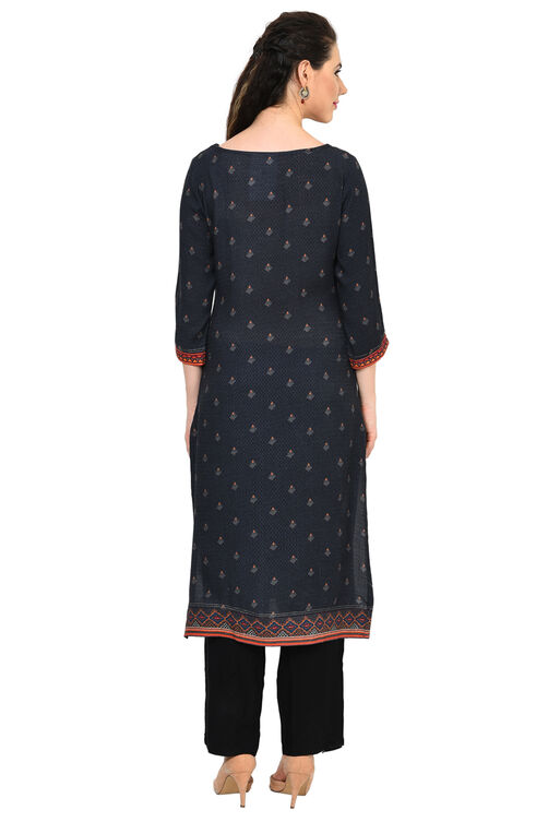 Black Straight Modal Kurta image number 3