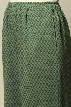 Green Cotton Blend Straight Printed Kurta Palazzo Suit Set image number 2