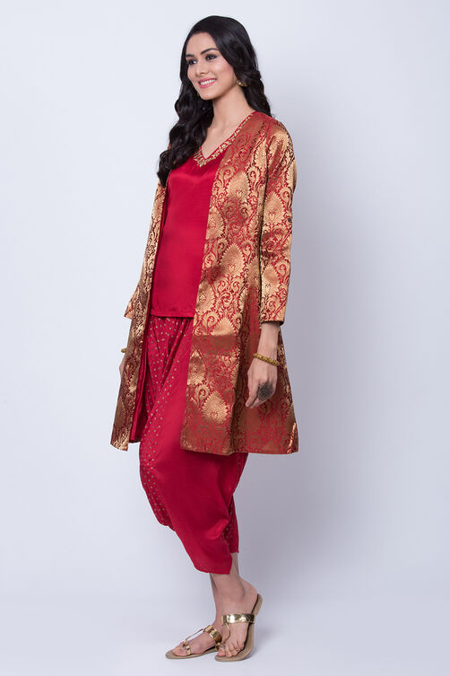 Yellow Polyester Viscose Straight Suit Set image number 4