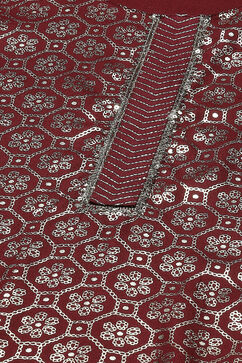 Maroon LIVA Straight Kurta image number 1