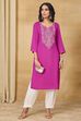 Pink Viscose Rayon Straight Solid Kurta image number 0