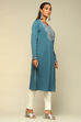 Purple Cotton Blend Straight Kurta image number 4