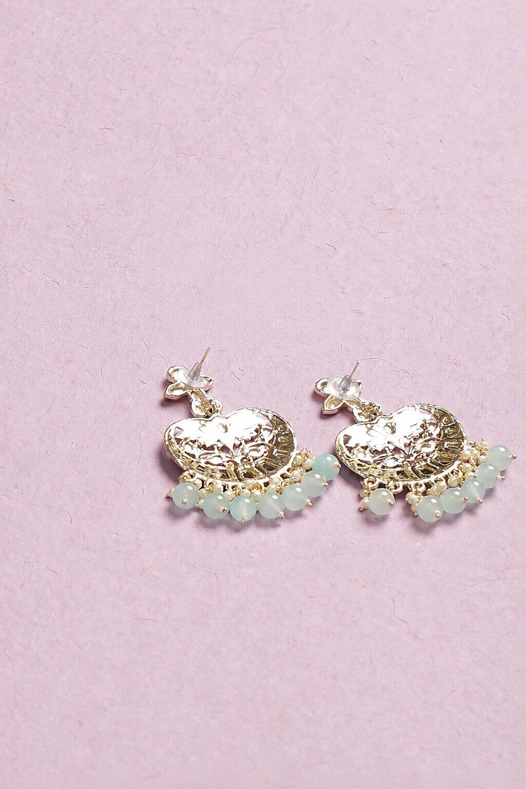 Blue & Pink Alloy Earrings & Maangtika Set image number 3