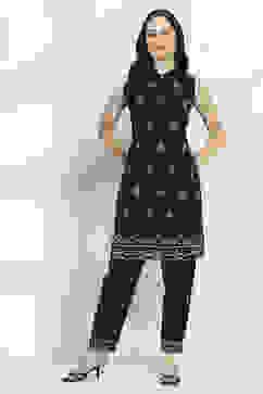 Black Printed Straight Co-ord Set image number 6