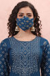 Blue Art Silk Face Mask