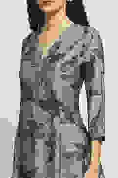 Grey Viscose Blend Printed A-Line Kurta Pants Set image number 1