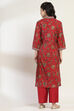 Maroon Cotton Blend Straight Set image number 4