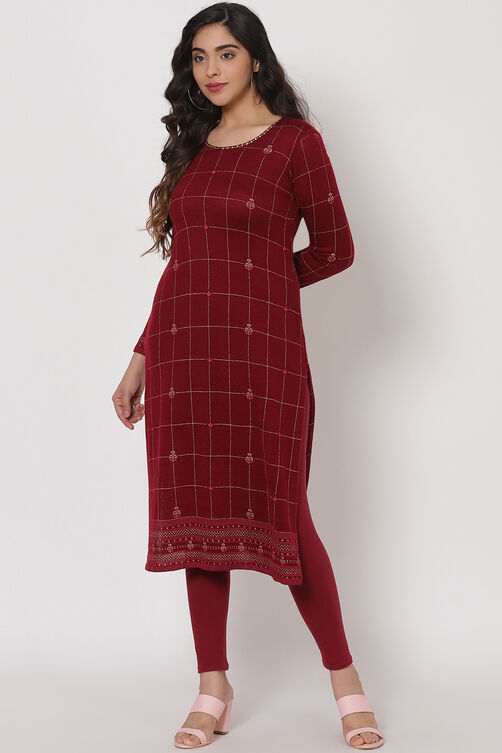 Teal Blue Poly Cotton Straight Kurta image number 2