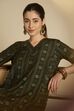 Green Viscose Blend Asymmetric Printed  image number 1