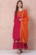 Pink Straight Solid Suit Set image number 0