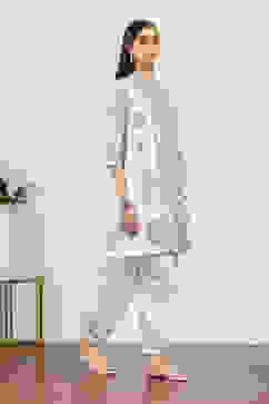 Blue Cotton Blend Cotton Flex Kurta Pants Set image number 5