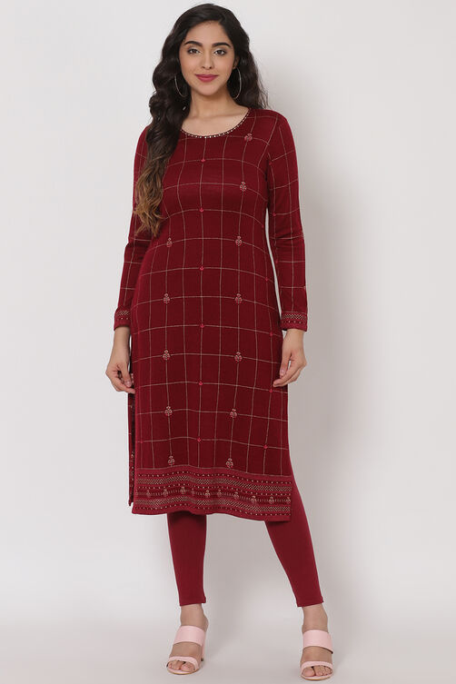 Teal Blue Poly Cotton Straight Kurta image number 0