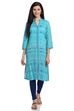 Navy Blue Straight Acro Wool Kurta image number 5