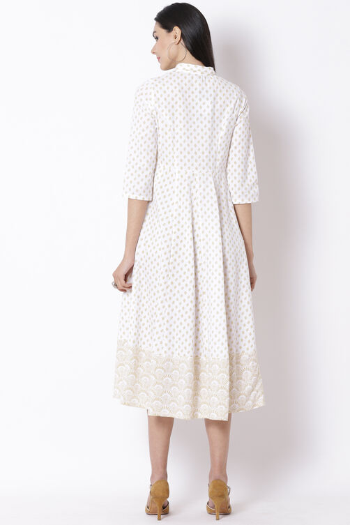White Cotton Kalidar Dress image number 4