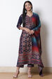 Navy Blue Acrylic Straight Suit Set image number 0