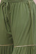 Olive Green Poly Cotton Straight Suit Set image number 2