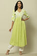 Lime Green Rayon Slub Tiered Dress image number 0