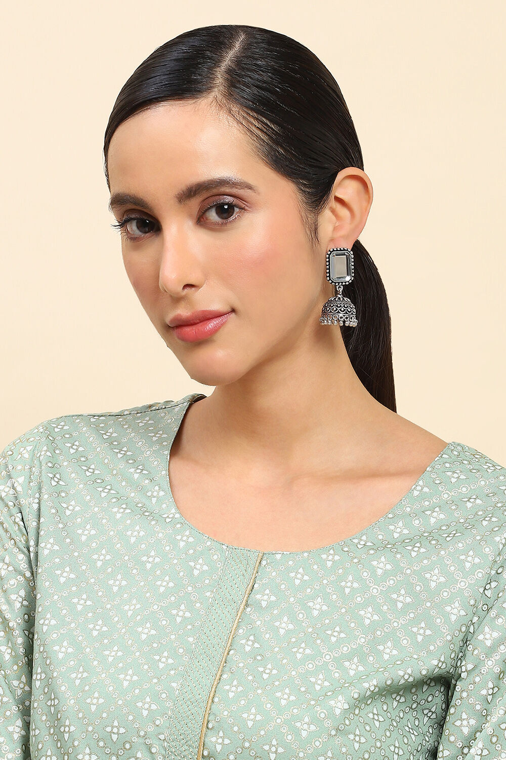 White Brass Jhumka image number 3