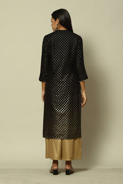 Black LIVA Straight Printed Kurta image number 4