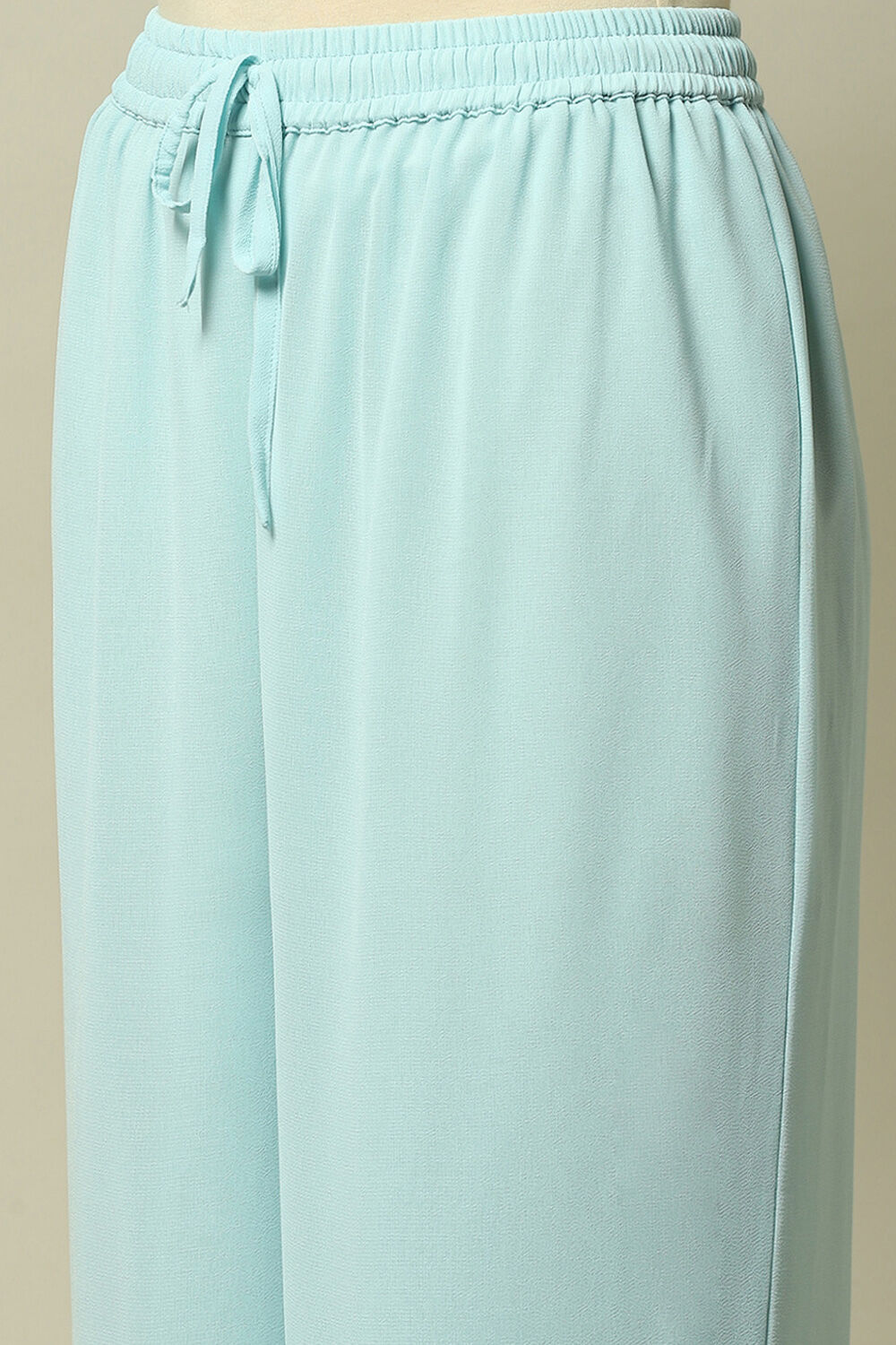 Blue Poly Georgette Solid Straight Fit Palazzo image number 1