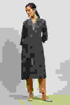 Teal Printed A-line Kurta image number 5