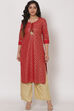 Red Polyster Kurta image number 0