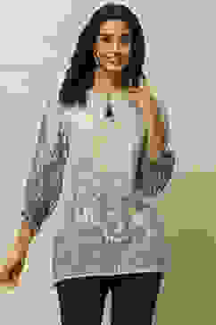 Ecru Printed Straight Kurti image number 5