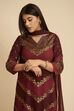 Brown Viscose Rayon Straight Printed Suit Set image number 1