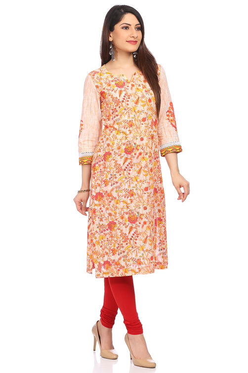 Green Cotton A-Line Kurta image number 2