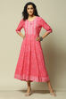 Pink Viscose Straight Printed Kurta image number 0