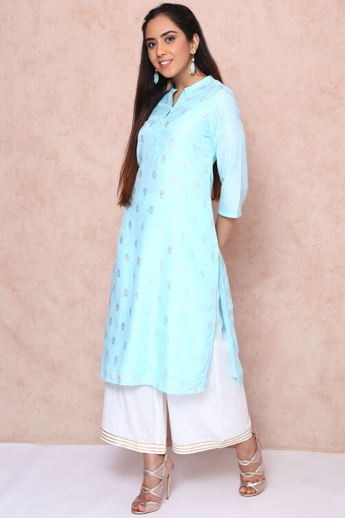 Aqua Art Silk Straight Kurta image number 2