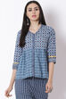 Indigo Cotton Flared Indie Top image number 0