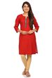 Red Straight Cotton Kurta image number 0