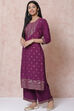 Purple LIVA Straight Kurta image number 3