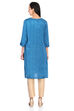 Teal Blue A Line Viscose Dress image number 5