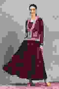 Red Polyester Blend Printed Kalidar Dress image number 0