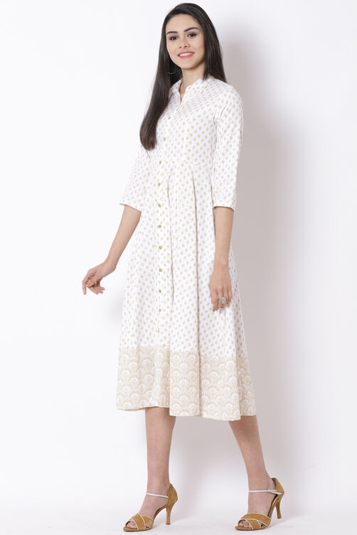 White Cotton Kalidar Dress image number 2